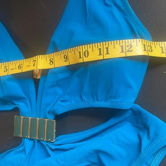 Blue Monokini, embellished design front,halter top with tie, size small - Picture 4 of 10
